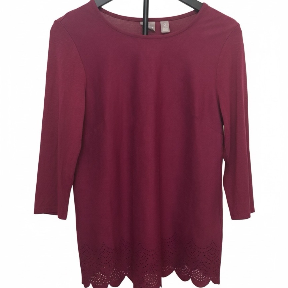 Chico's Rich Burgundy Long Sleeve Top casual classic top holidays